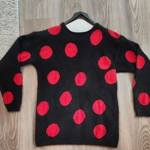 **NWOT** Rafaella Black w/ Red Polka  Dots Sweater